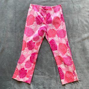 Lilly Pulitzer Pink Rose Pattern Capris Size 4